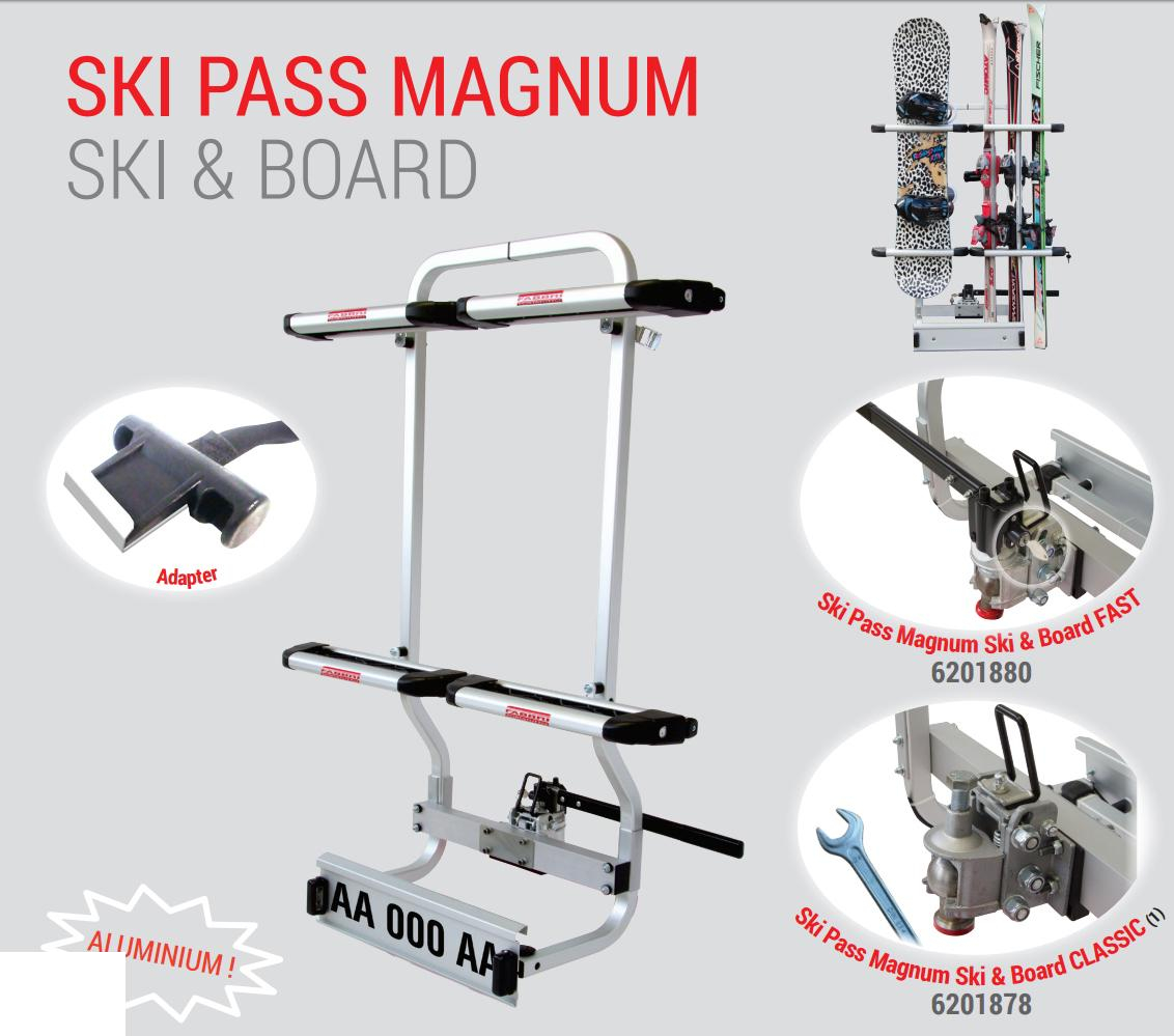 Ski Pass Magnum Porte-skis snowboard universel sur boule d'attelage